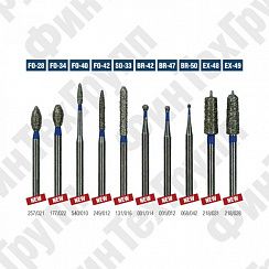 Алмазные боры FO-28, FO-34, FO-40, FO-42, SO-33, BR-42, BR-47, BR-50, EX-48, EX-49 нумерация идентична борам MANI